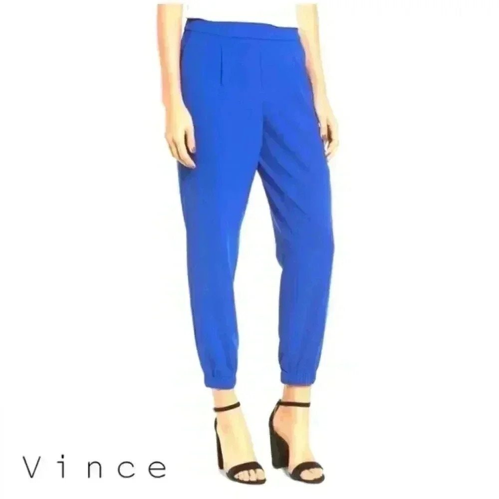 VINCE  Womens Silk Blue Pull On Joggers Size M Elastic Waist